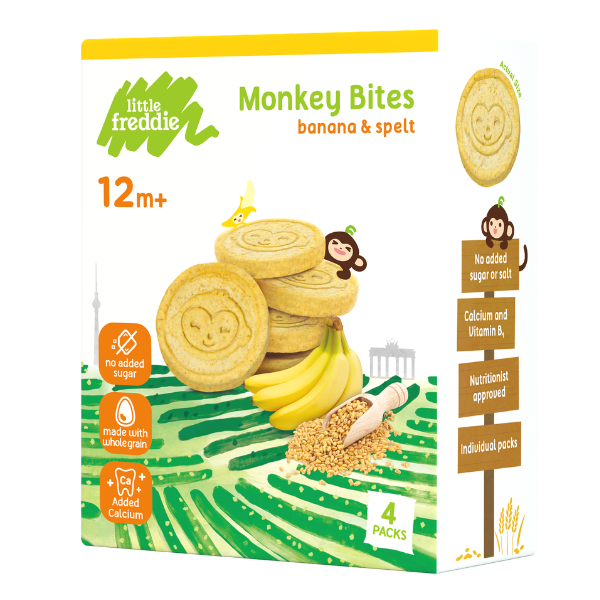 Little Freddie 4 Packs Monkey Bites Banana & Spelt Biscuits 80g (4x20g)