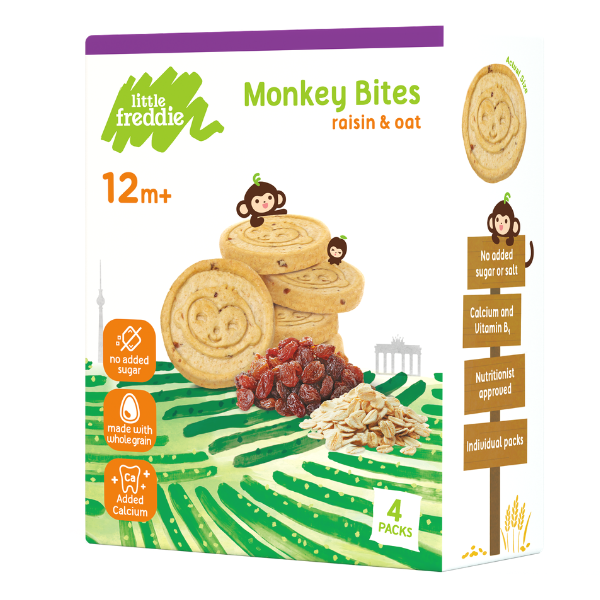 Little Freddie 4 Packs Monkey Bites Oat & Raisin Biscuits 80g (4x20g)