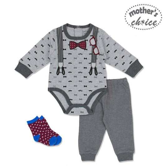 Mother's Choice 3 Piece Set of Onesie Long Sleeve, Leggings and Socks (IT1583)