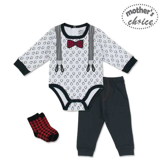 Mother's Choice 3 Piece Set of Onesie Long Sleeve, Leggings and Socks (IT1582)