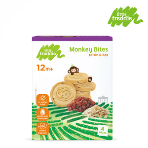 Little Freddie 4 Packs Monkey Bites Oat & Raisin Biscuits 80g (4x20g)