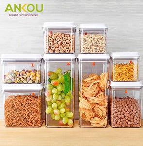 Ankou Airtight 1 Touch Button Clear Container With Scoop and Holder 1500ml (Square)