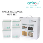 Load image into Gallery viewer, Ankou Airtight 4 Piece Multipurpose Airtight Clear Container Rectangle Gift Set with Scooper (1000ml, 1700ml x 2 and 2300ml)
